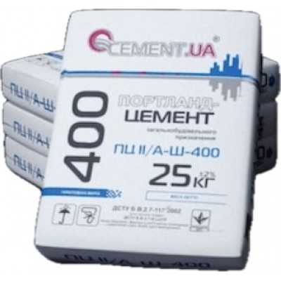 Цемент CEMENT.UA ПЦ ІІ А-Ш-400, 25 кг Цемент CEMENT.UA ПЦ ІІ А-Ш-400, 25 кг