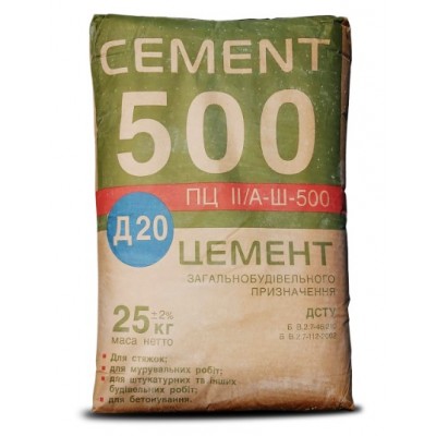 Цемент CEMENT.UA ПЦ ІІ А-Ш-500, 25 кг Цемент CEMENT.UA ПЦ ІІ А-Ш-500, 25 кг