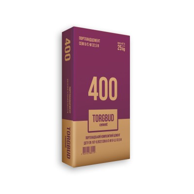 Цемент TORGBUD 400/CEM II/C-M (V-LL) 32.5 N, 25kg Цемент TORGBUD 400/CEM II/C-M (V-LL) 32.5 N, 25kg